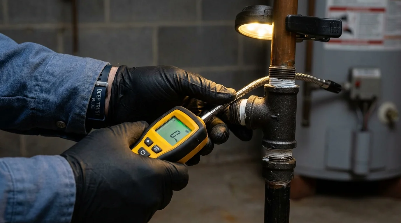 Gas leak detection with electronic sniffer by Johns Plumbing LLC in Bellville