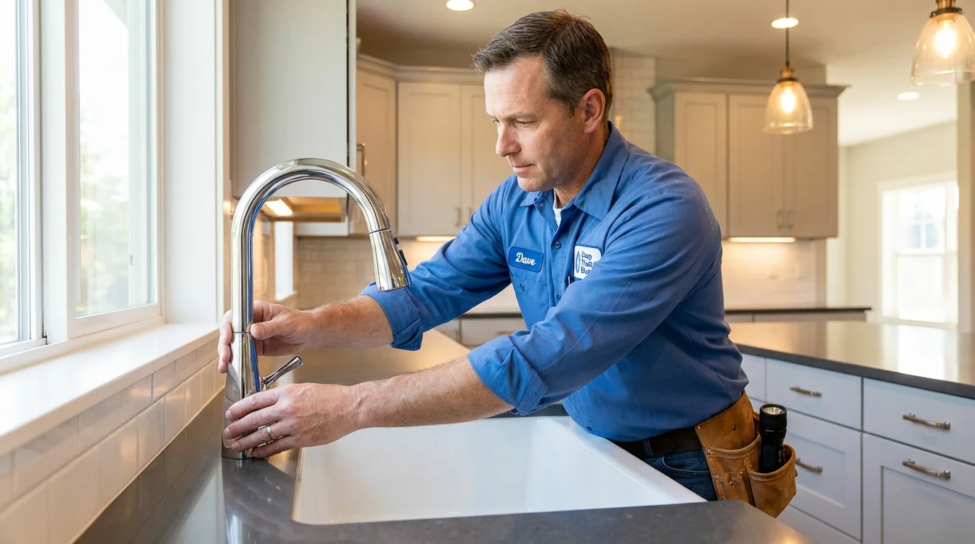Kitchen faucet installation by Johns Plumbing LLC in Bellville